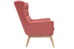 Miliboo Fauteuil Design|Voir Tous Les Fauteuils-Fauteuil scandinave en tissu effet velours texturé terracotta et bois clair BRODY
