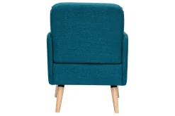 Miliboo Fauteuil Design|Voir Tous Les Fauteuils-Fauteuil scandinave en tissu bleu canard et bois clair ISKO