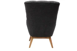 Miliboo Fauteuil Design|Voir Tous Les Fauteuils-Fauteuil scandinave en tissu effet velours texturé gris foncé et bois clair BRODY