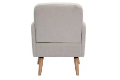Miliboo Fauteuil Design|Voir Tous Les Fauteuils-Fauteuil scandinave en tissu effet velours texturé beige et bois clair ISKO