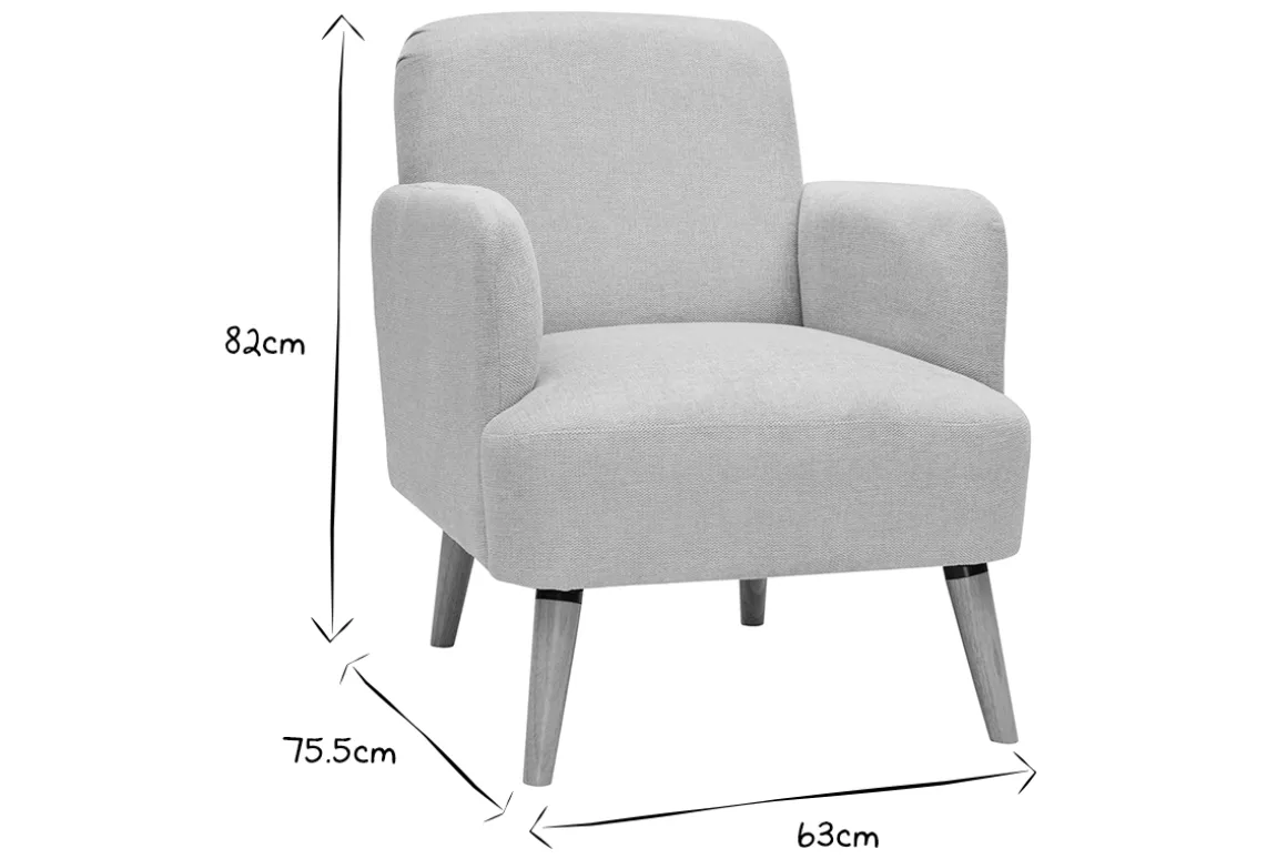 Miliboo Fauteuil Design|Voir Tous Les Fauteuils-Fauteuil scandinave en tissu effet velours texturé beige et bois clair ISKO
