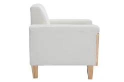 Miliboo Fauteuil Design|Voir Tous Les Fauteuils-Fauteuil scandinave en tissu blanc cassé et bois clair FJORD