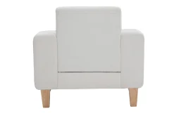 Miliboo Fauteuil Design|Voir Tous Les Fauteuils-Fauteuil scandinave en tissu blanc cassé et bois clair FJORD