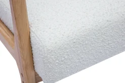 Miliboo Fauteuil Design|Voir Tous Les Fauteuils-Fauteuil scandinave en tissu effet laine bouclée blanc et bois clair massif DERRY