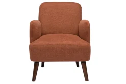 Miliboo Fauteuil Design|Voir Tous Les Fauteuils-Fauteuil scandinave en tissu effet velours texturé terre brûlée et bois foncé ISKO