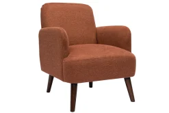 Miliboo Fauteuil Design|Voir Tous Les Fauteuils-Fauteuil scandinave en tissu effet velours texturé terre brûlée et bois foncé ISKO