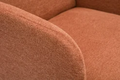 Miliboo Fauteuil Design|Voir Tous Les Fauteuils-Fauteuil scandinave en tissu effet velours texturé terre brûlée et bois foncé ISKO