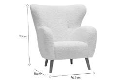 Miliboo Fauteuil Design|Voir Tous Les Fauteuils-Fauteuil scandinave en tissu effet peau de mouton blanc et bois clair KORO