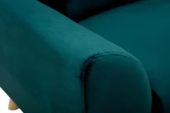 Miliboo Fauteuil Design|Voir Tous Les Fauteuils-Fauteuil scandinave en tissu velours bleu pétrole et bois clair EKTOR