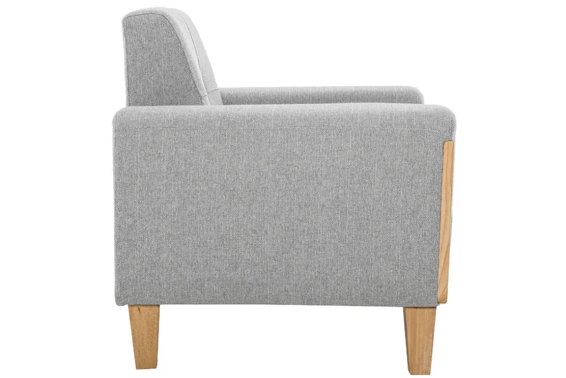 Miliboo Fauteuil Design|Voir Tous Les Fauteuils-Fauteuil scandinave en tissu gris et bois clair FJORD
