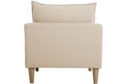 Miliboo Fauteuil Design|Voir Tous Les Fauteuils-Fauteuil scandinave en tissu beige et bois clair KATE