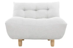 Miliboo Fauteuil Design|Voir Tous Les Fauteuils-Fauteuil scandinave en tissu gris clair et bois clair YUMI