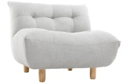 Miliboo Fauteuil Design|Voir Tous Les Fauteuils-Fauteuil scandinave en tissu gris clair et bois clair YUMI