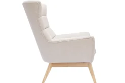 Miliboo Fauteuil Design|Voir Tous Les Fauteuils-Fauteuil scandinave en tissu effet velours texturé naturel et bois clair BRODY