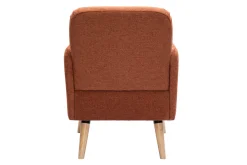 Miliboo Fauteuil Design|Voir Tous Les Fauteuils-Fauteuil scandinave en tissu effet velours texturé terre brûlée et bois clair ISKO