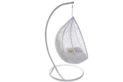 Miliboo Voir Tous Les Fauteuils|Fauteuil-Fauteuil suspendu blanc sur pied en résine et métal MOJO