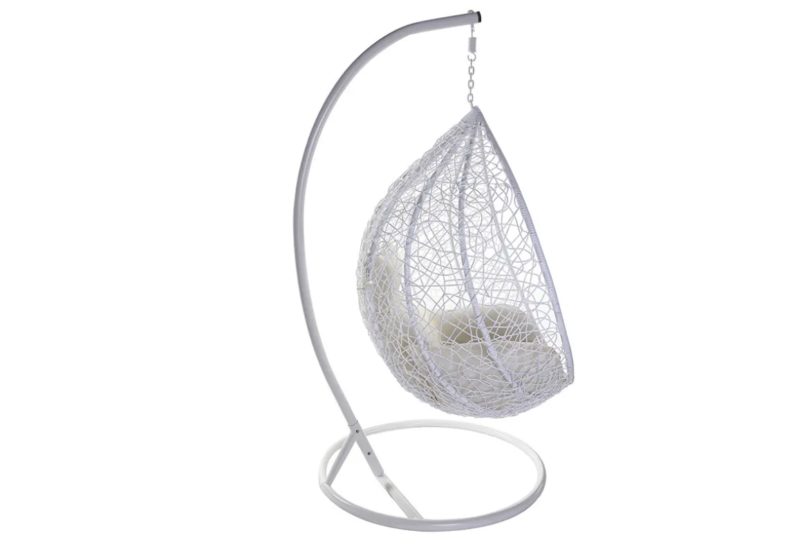 Miliboo Voir Tous Les Fauteuils|Fauteuil-Fauteuil suspendu blanc sur pied en résine et métal MOJO