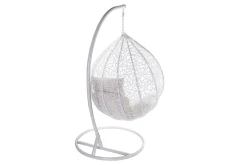 Miliboo Voir Tous Les Fauteuils|Fauteuil-Fauteuil suspendu blanc sur pied en résine et métal MOJO