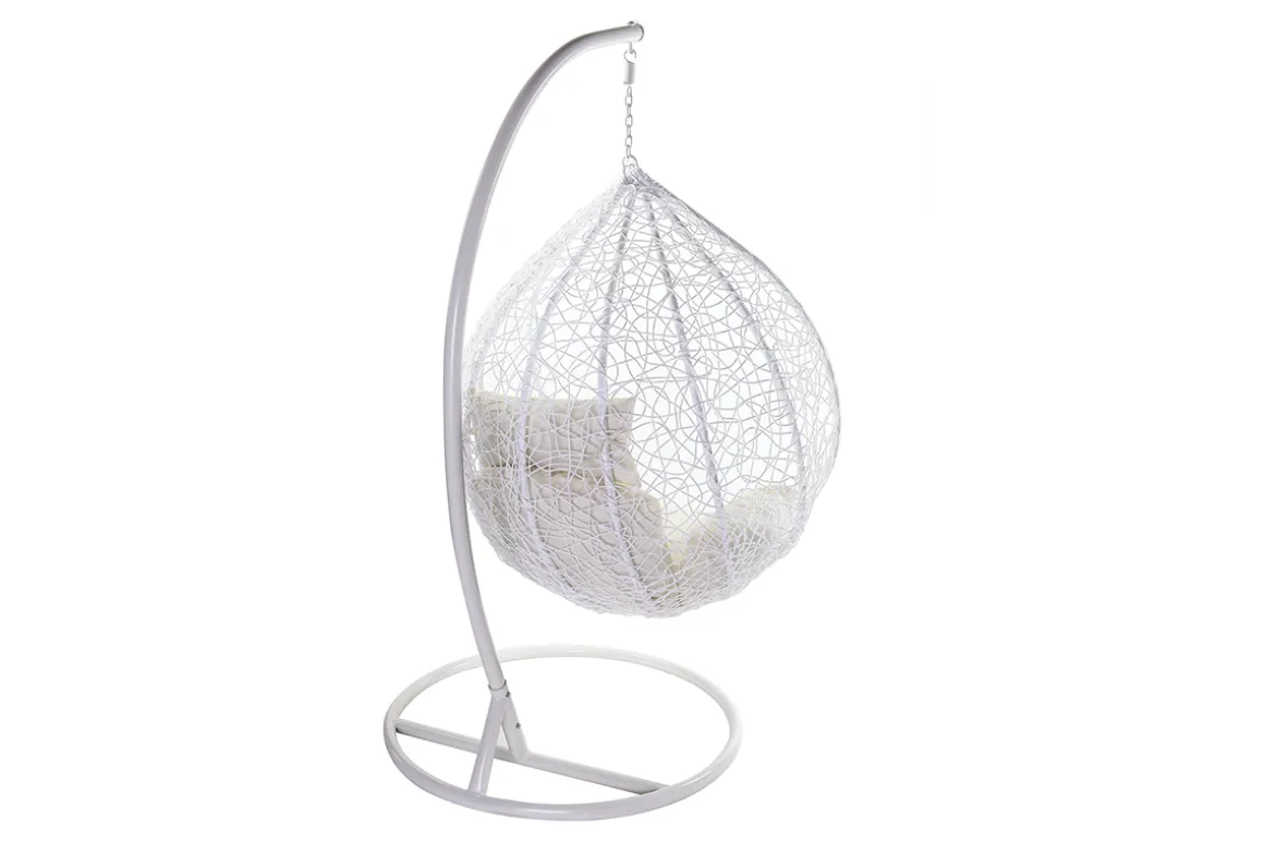 Miliboo Voir Tous Les Fauteuils|Fauteuil-Fauteuil suspendu blanc sur pied en résine et métal MOJO