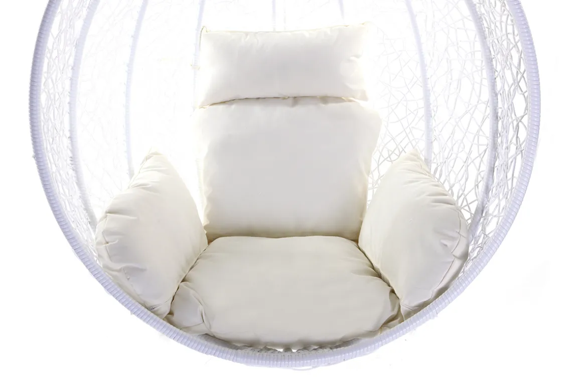 Miliboo Voir Tous Les Fauteuils|Fauteuil-Fauteuil suspendu blanc sur pied en résine et métal MOJO