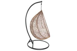 Miliboo Fauteuil Design|Voir Tous Les Fauteuils-Fauteuil suspendu rotin sur pied en résine et métal noir MOJO