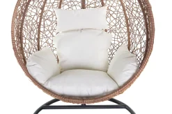 Miliboo Fauteuil Design|Voir Tous Les Fauteuils-Fauteuil suspendu rotin sur pied en résine et métal noir MOJO