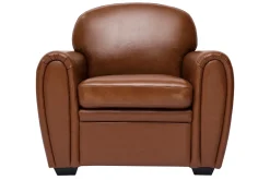Miliboo Fauteuil Design|Voir Tous Les Fauteuils-Fauteuil vintage cuir marron CLUB