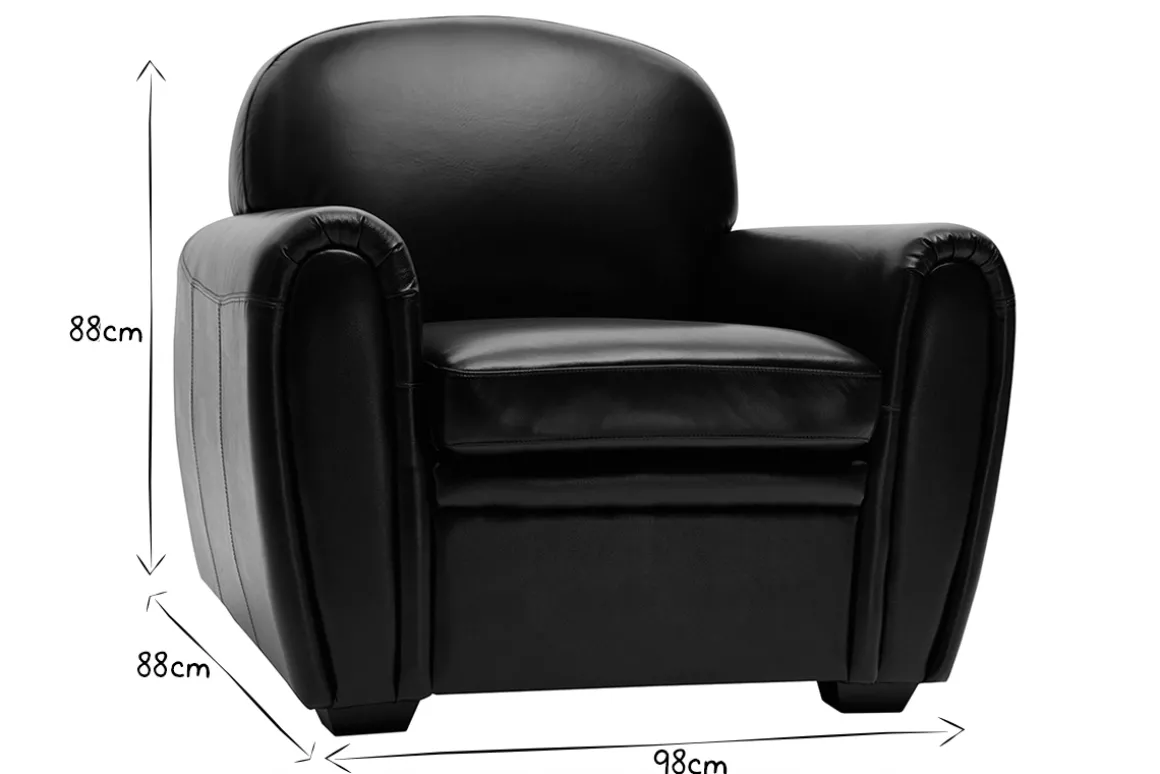 Miliboo Fauteuil Design|Voir Tous Les Fauteuils-Fauteuil vintage cuir marron CLUB