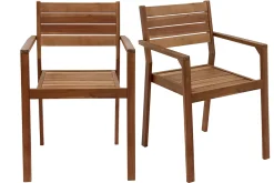 Miliboo Chaise De Jardin-Fauteuils de jardin empilables en bois massif (lot de 2) CANOPEE