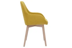 Miliboo Chaise Design-Fauteuils scandinaves en tissu effet velours jaune moutarde et bois clair massif (lot de 2) HOLO