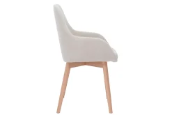 Miliboo Chaise Design-Fauteuils scandinaves en tissu effet velours beige et bois clair massif (lot de 2) HOLO