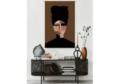 Miliboo Décoration Murale-Kakemono tableau en toile suspendue portait de femme ethnique avec turban L80 x H120 cm TURBA