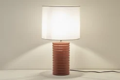 Miliboo Lampe À Poser|Lampe À Poser-Lampe à poser en céramique émaillée terracotta et abat-jour écru H53 cm BERRO