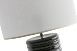 Miliboo Lampe À Poser|Lampe À Poser-Lampe à poser en céramique émaillée noire et abat-jour écru H53 cm BERRO
