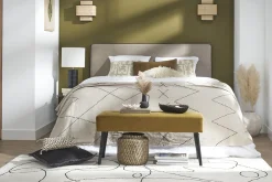 Miliboo Lampe À Poser|Lampe À Poser-Lampe à poser en céramique émaillée noire et abat-jour écru H53 cm BERRO