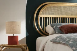 Miliboo Lampe À Poser|Lampe À Poser-Lampe à poser en céramique terracotta mat et abat-jour en raphia naturel H40 cm TIGA