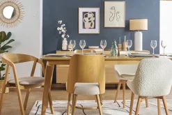 Miliboo Lampe À Poser|Lampe À Poser-Lampe à poser en céramique émaillée blanche et abat-jour en raphia naturel H64 cm MAJES