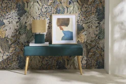 Miliboo Lampe À Poser|Lampe À Poser-Lampe à poser en céramique bleu pétrole mat et abat-jour en raphia naturel H40 cm TIGA