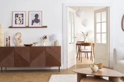 Miliboo Lampe À Poser|Lampe À Poser-Lampe à poser taupe en céramique brillante et abat-jour en tissu plissé blanc H35 cm PIEGA