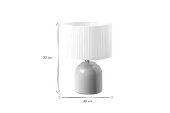Miliboo Lampe À Poser|Lampe À Poser-Lampe à poser taupe en céramique brillante et abat-jour en tissu plissé blanc H35 cm PIEGA