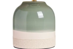 Miliboo Lampe À Poser|Lampe À Poser-Lampe à poser verte en céramique et abat-jour en rabane H35 cm PIEGA