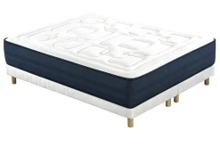 Miliboo Lit Adulte|Matelas-Lit 2 places 180x200 cm avec sommiers tapissiers et matelas avec accueil mousse à mémoire de forme BENJI