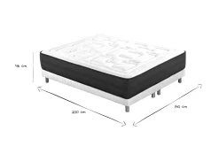 Miliboo Lit Adulte|Matelas-Lit 2 places 140x200 cm avec sommier tapissier et matelas avec accueil mousse mémoire de forme BENJI