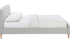 Miliboo Lit Adulte-Lit 2 places 160x200 cm en tissu gris clair NIELS