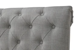 Miliboo Lit Adulte-Lit 2 places 160x200 cm en tissu gris capitonné RILEY