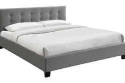 Miliboo Lit Adulte-Lit 2 places 180x200 cm en tissu gris capitonné MARQUISE