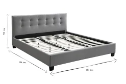 Miliboo Lit Adulte-Lit 2 places 180x200 cm en tissu gris capitonné MARQUISE