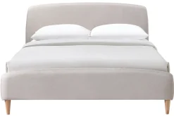 Miliboo Lit Adulte-Lit 2 places 140x200 cm en tissu beige NIELS