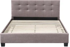 Miliboo Lit Adulte-Lit 2 places 160x200 cm en tissu camel capitonné MARQUISE