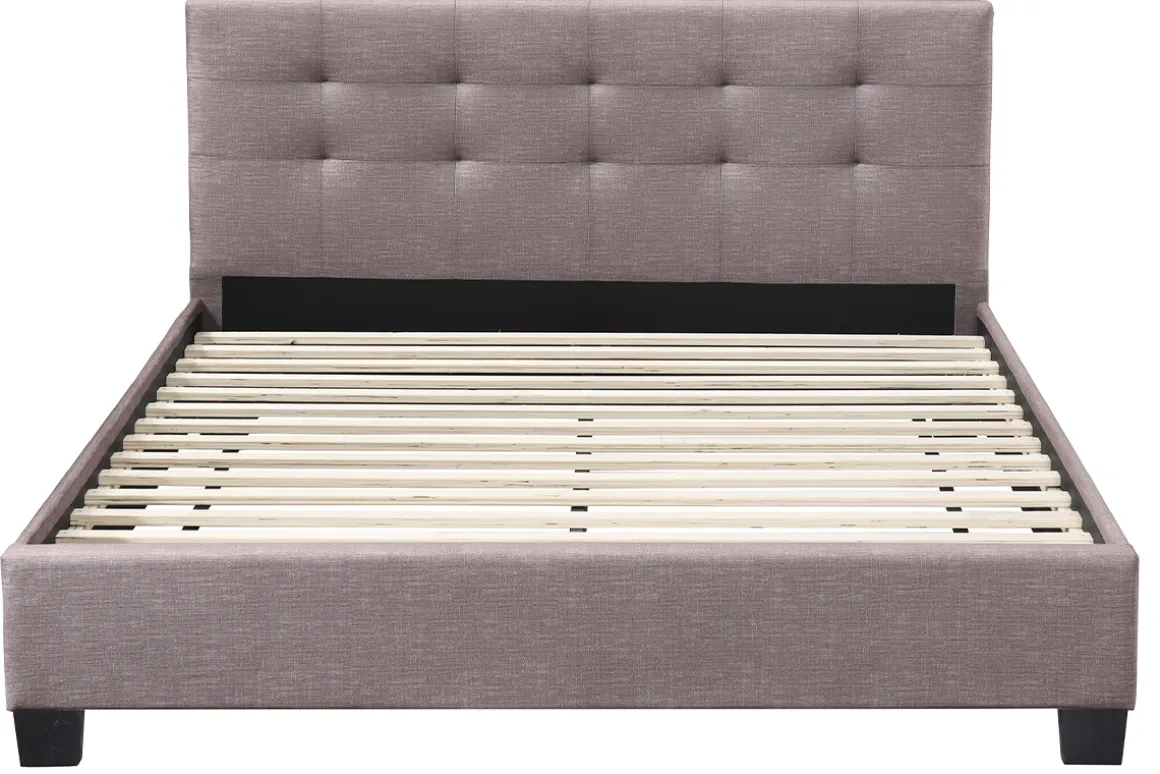 Miliboo Lit Adulte-Lit 2 places 160x200 cm en tissu camel capitonné MARQUISE